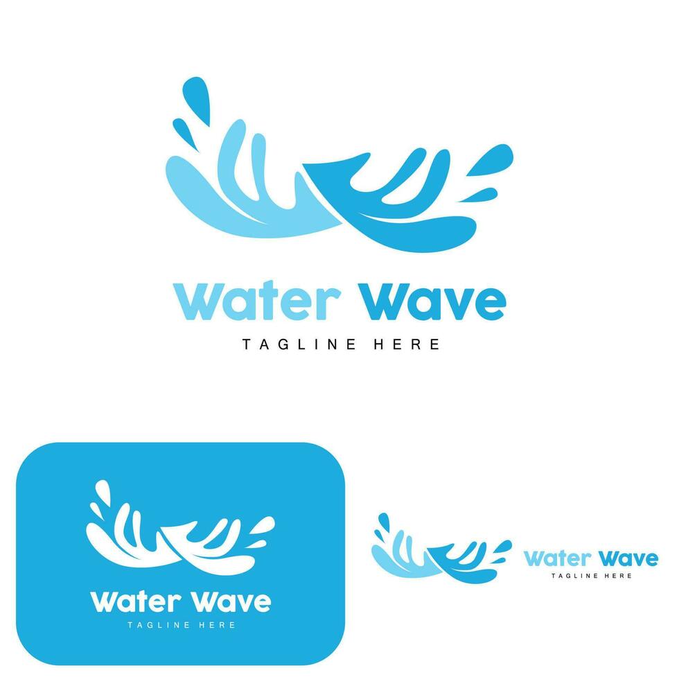 Water Wave Logo, Deep Sea Vector, Maritime Background Template Design vector