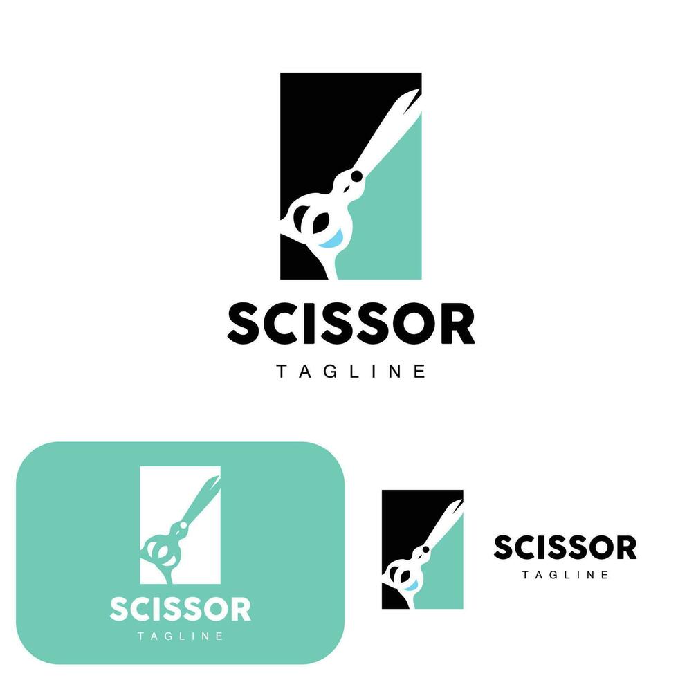 Scissors Logo, Cutting Tools Vector, Barbershop Razor Scissors Simple Design, Illustration Template Icon vector