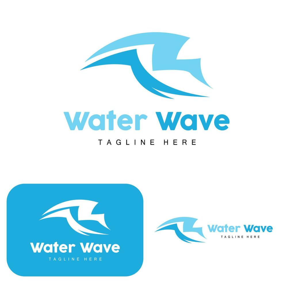 Water Wave Logo, Deep Sea Vector, Maritime Background Template Design vector