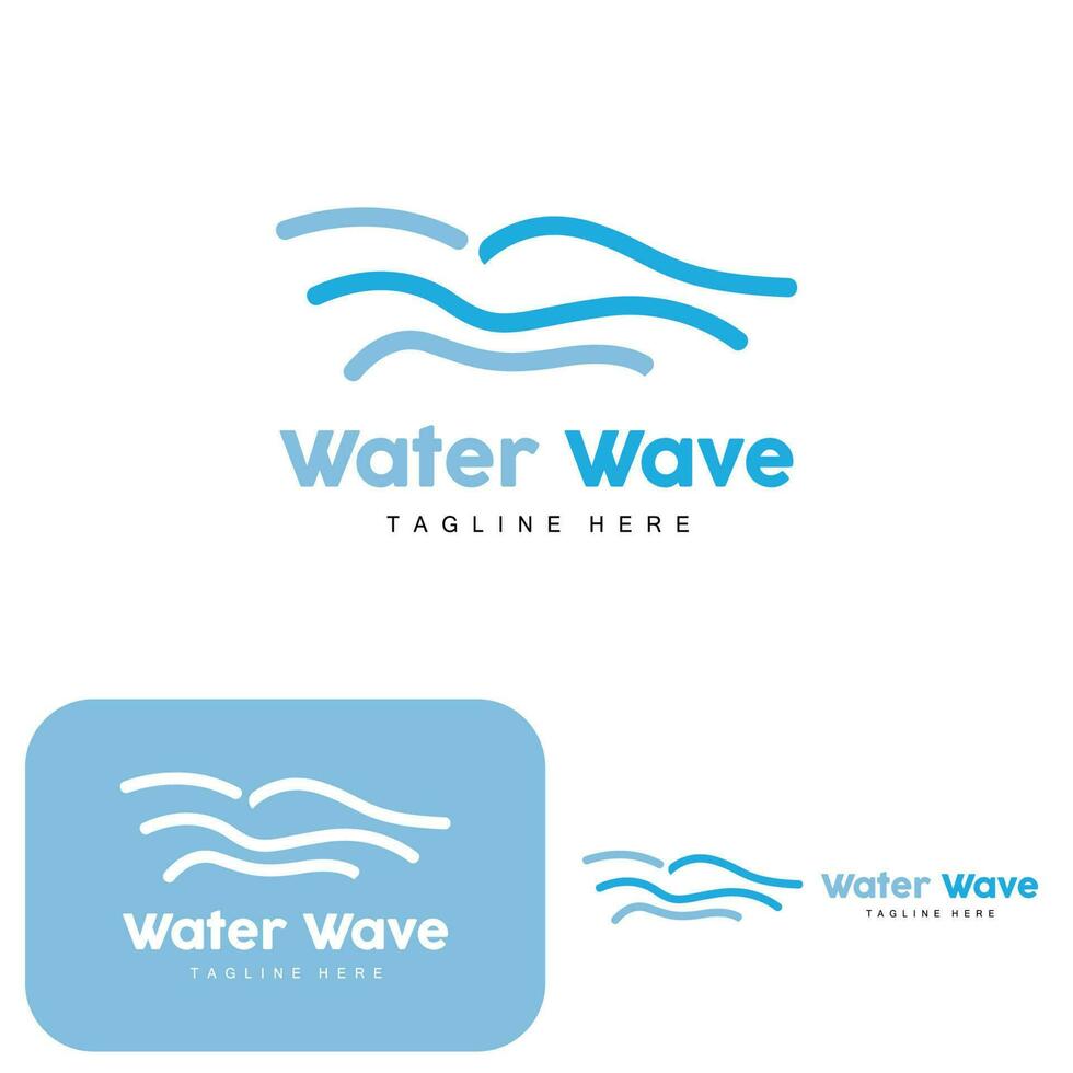 Water Wave Logo, Deep Sea Vector, Maritime Background Template Design vector