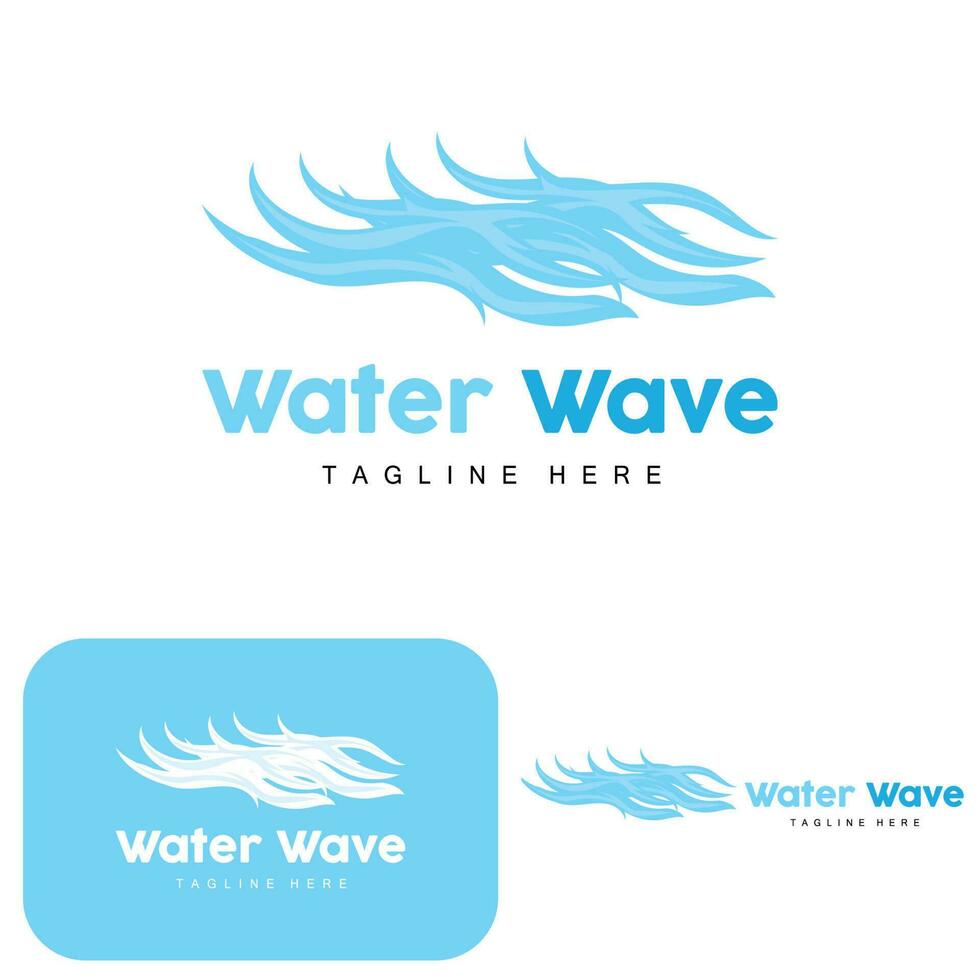 Water Wave Logo, Deep Sea Vector, Maritime Background Template Design vector