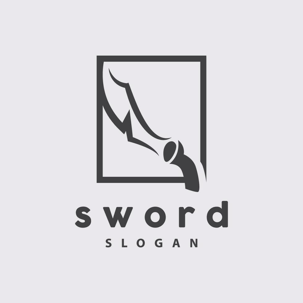 Sword Logo, War Weapon Line Simple Design, Vector, Symbol Template Icon vector