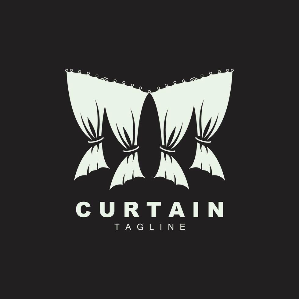 Home And Exhibition Curtain Logo Design, Building Decoration Vector Illustration