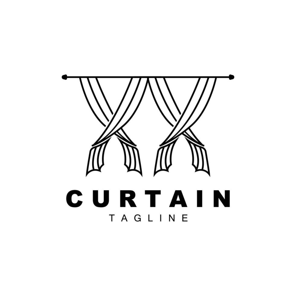 Home And Exhibition Curtain Logo Design, Building Decoration Vector Illustration