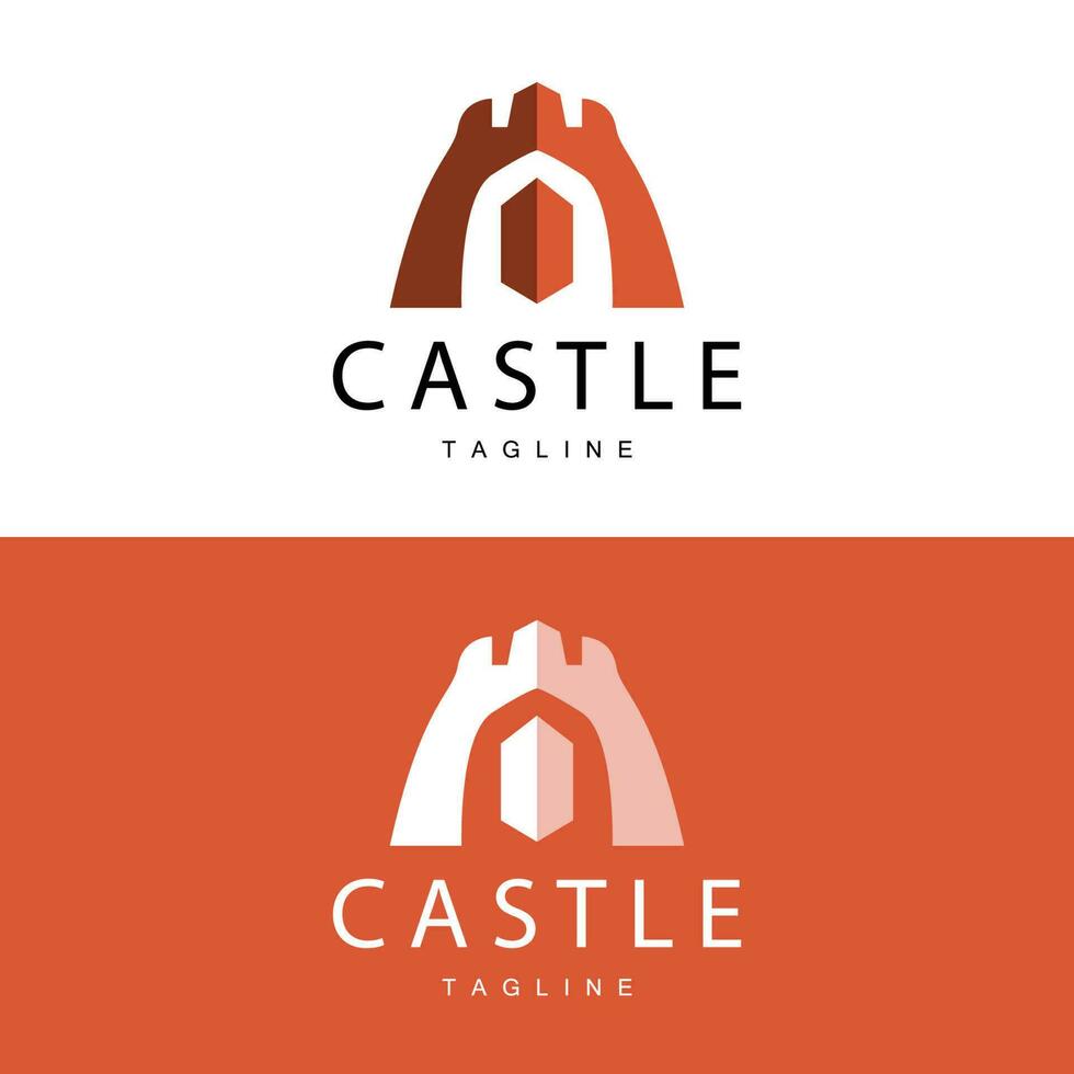 Castle Logo Elegant Luxury Simple Design, Royal Castle Vector Shield, Templet Illustration Icon