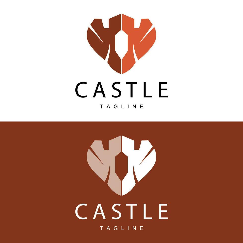 Castle Logo Elegant Luxury Simple Design, Royal Castle Vector Shield, Templet Illustration Icon