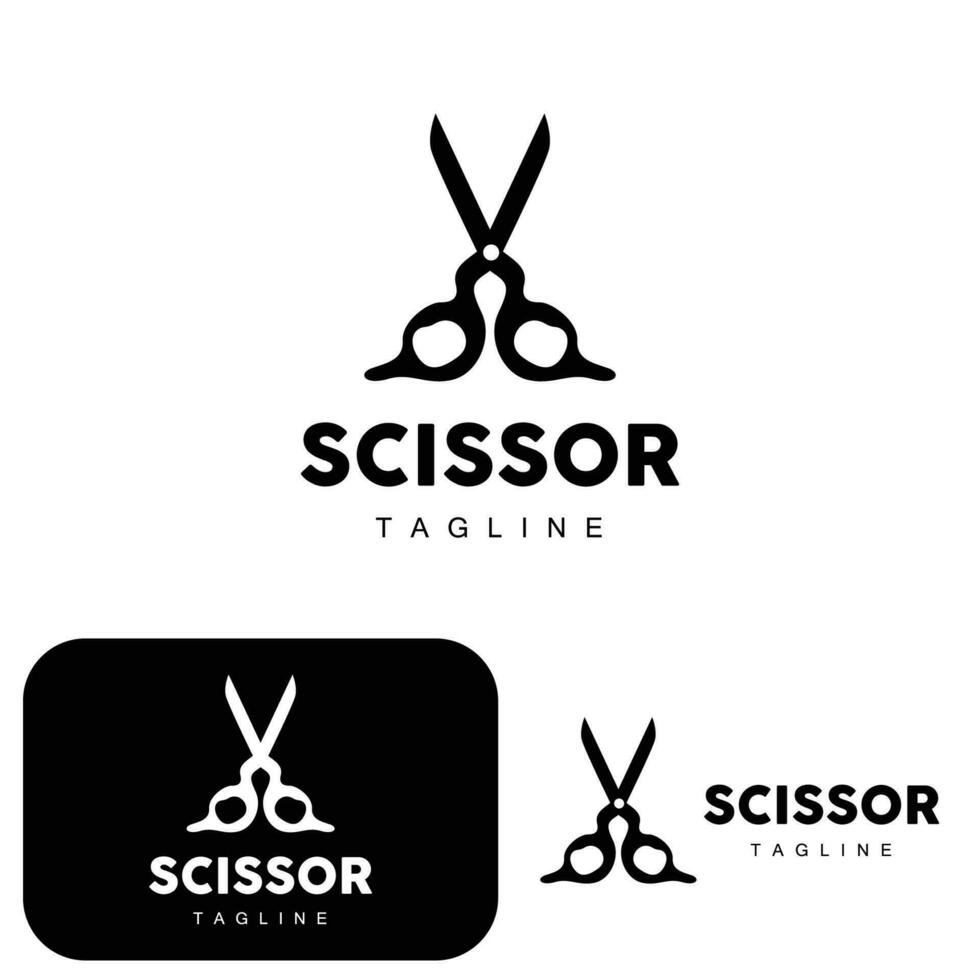 Scissors Logo, Cutting Tools Vector, Barbershop Razor Scissors Simple Design, Illustration Template Icon vector