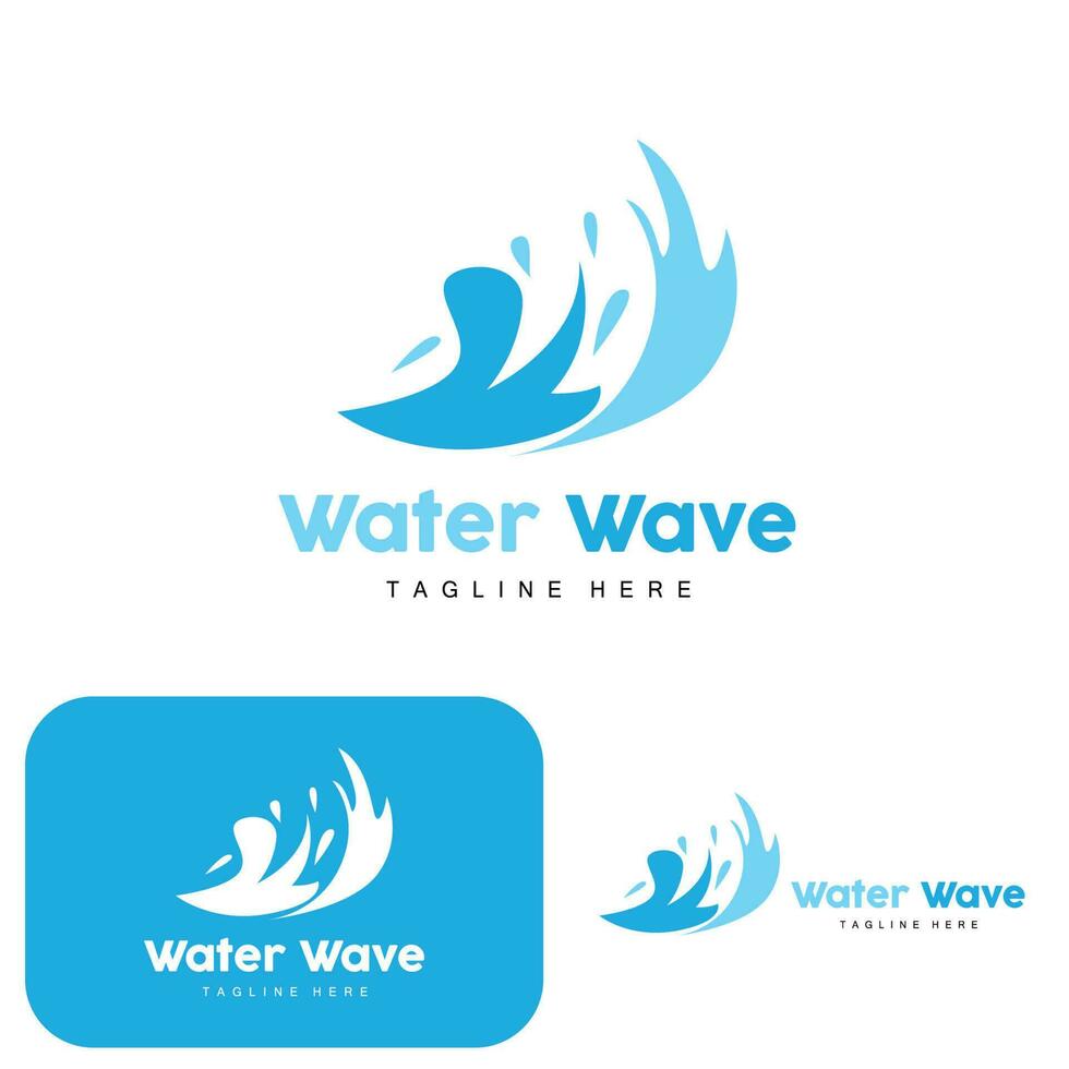 Water Wave Logo, Deep Sea Vector, Maritime Background Template Design vector