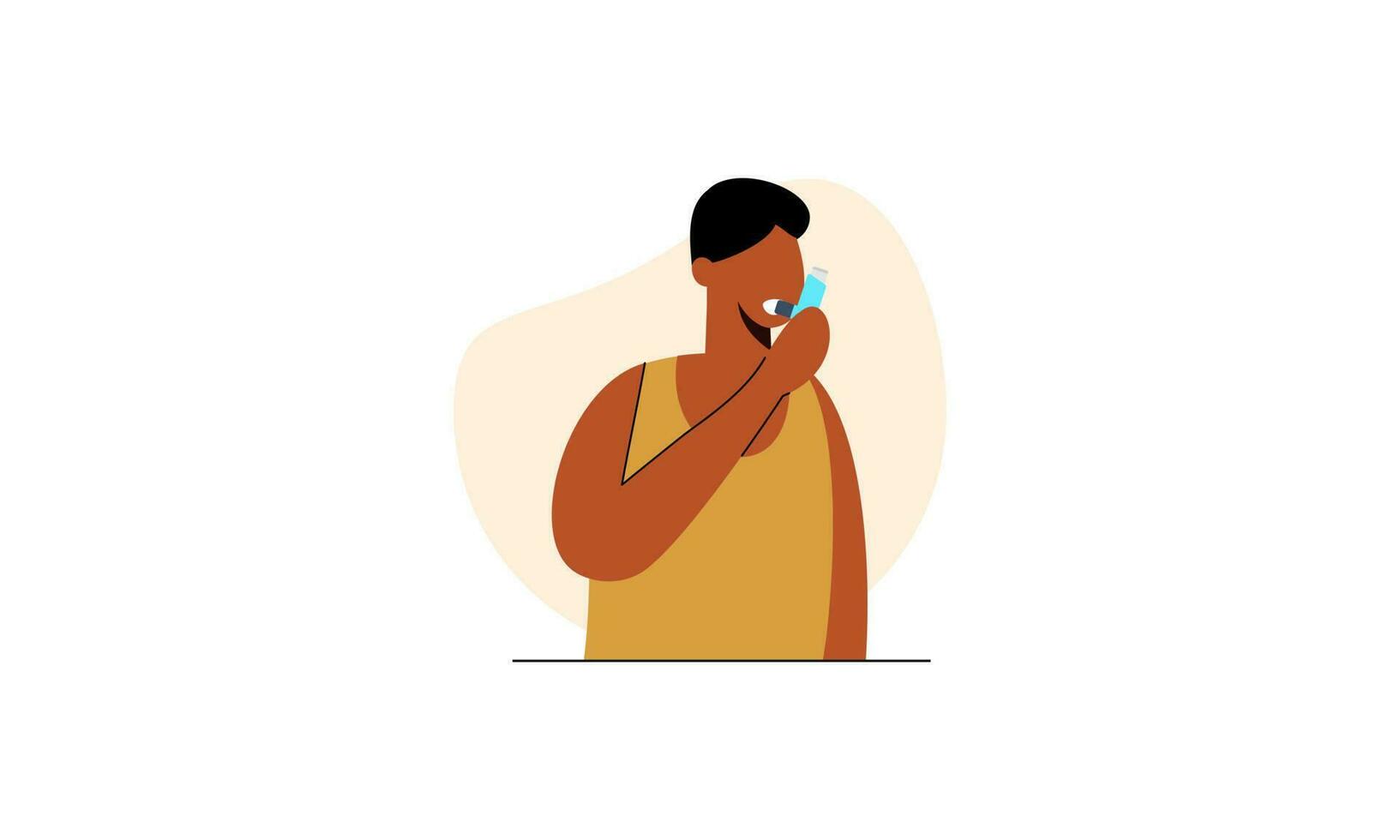 People uses an asthma inhaler against an allergic attack. World asthma day vector