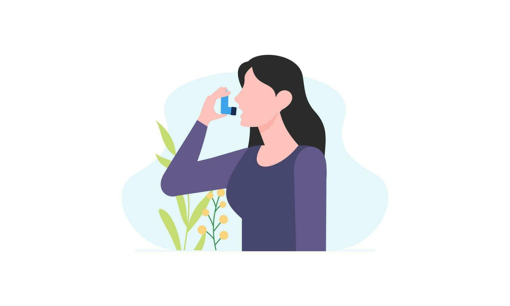 People uses an asthma inhaler against an allergic attack. World asthma day vector