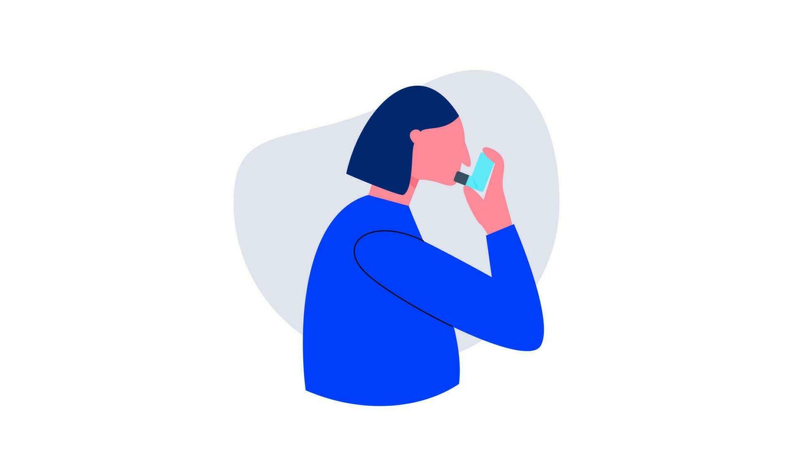 People uses an asthma inhaler against an allergic attack. World asthma day vector