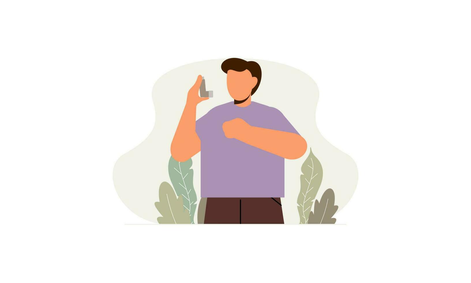 People uses an asthma inhaler against an allergic attack. World asthma day vector