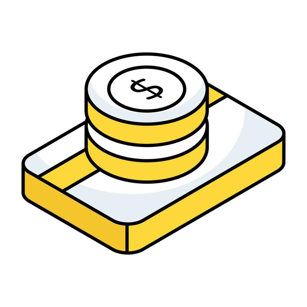 Coins with card, icon of  miscellaneous vector