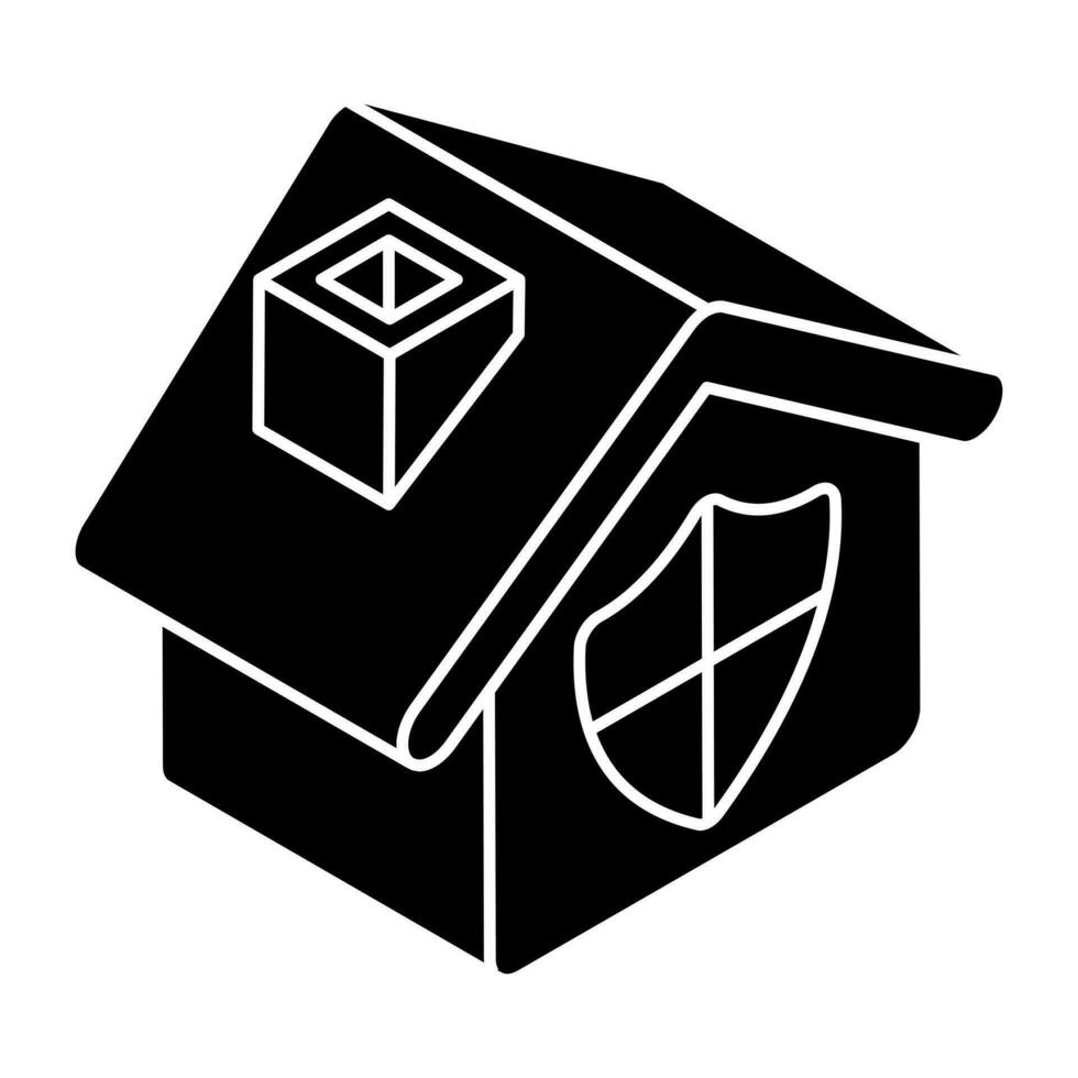 Editable design icon of secure home vector