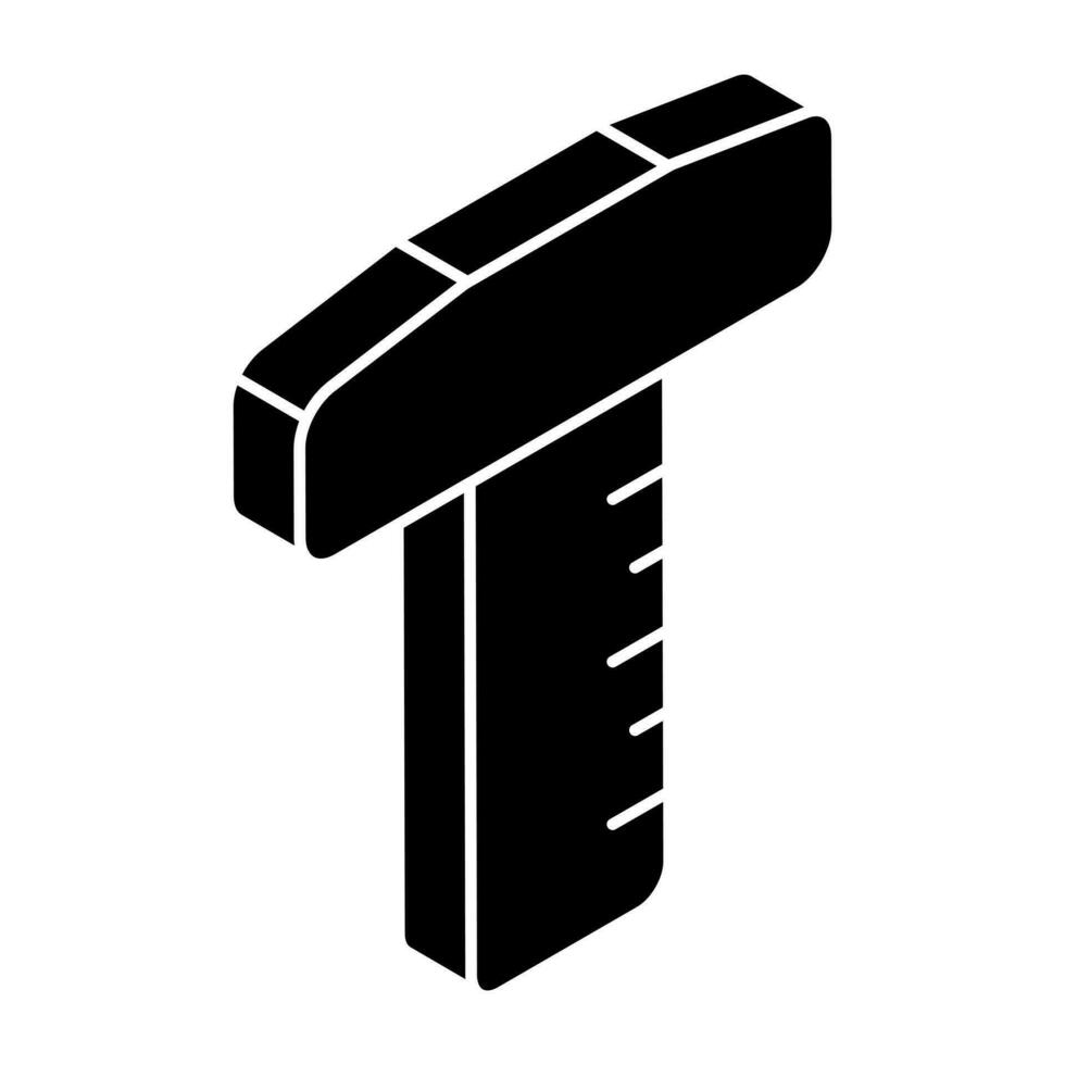 Solid design icon of T scale vector