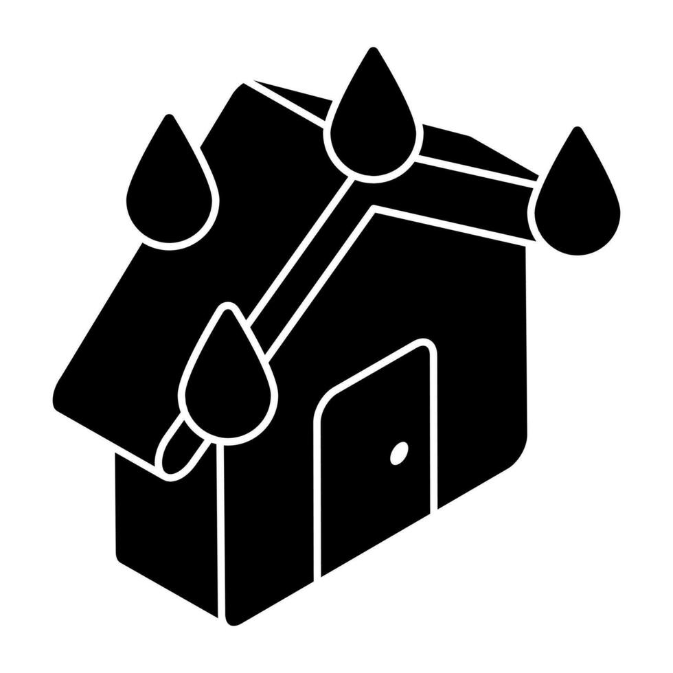 creativo diseño icono de hogar lloviendo vector