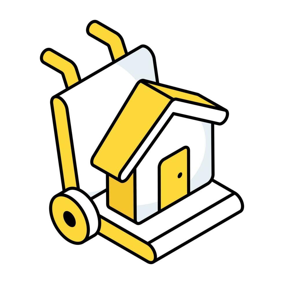 A flat design icon of home moving vector