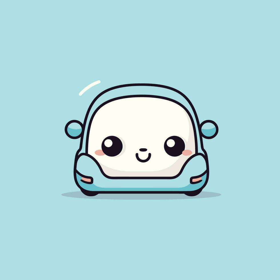 linda kawaii coche chibi mascota vector dibujos animados estilo