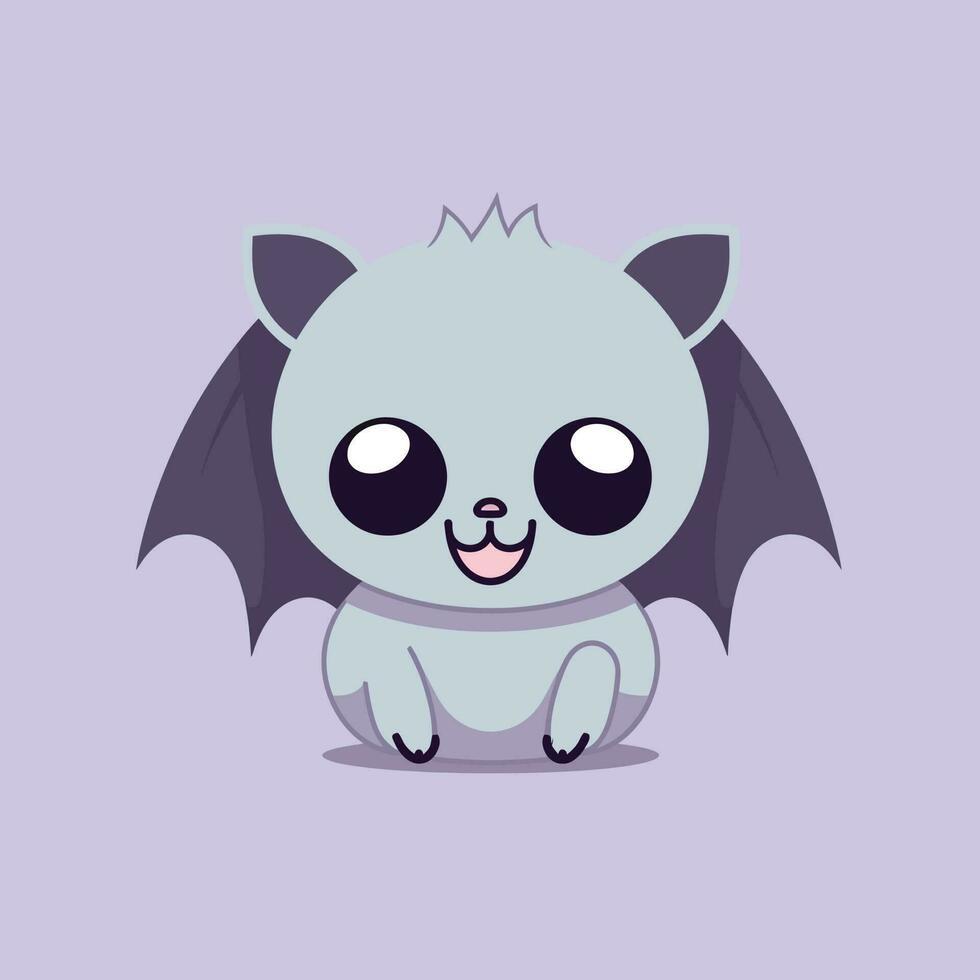 Cute kawaii bat chibi mascot vector cartoon style