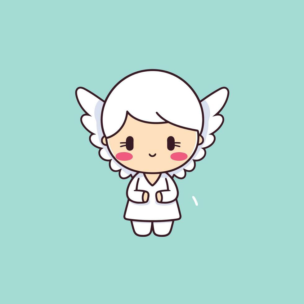 linda kawaii ángel chibi mascota vector dibujos animados estilo