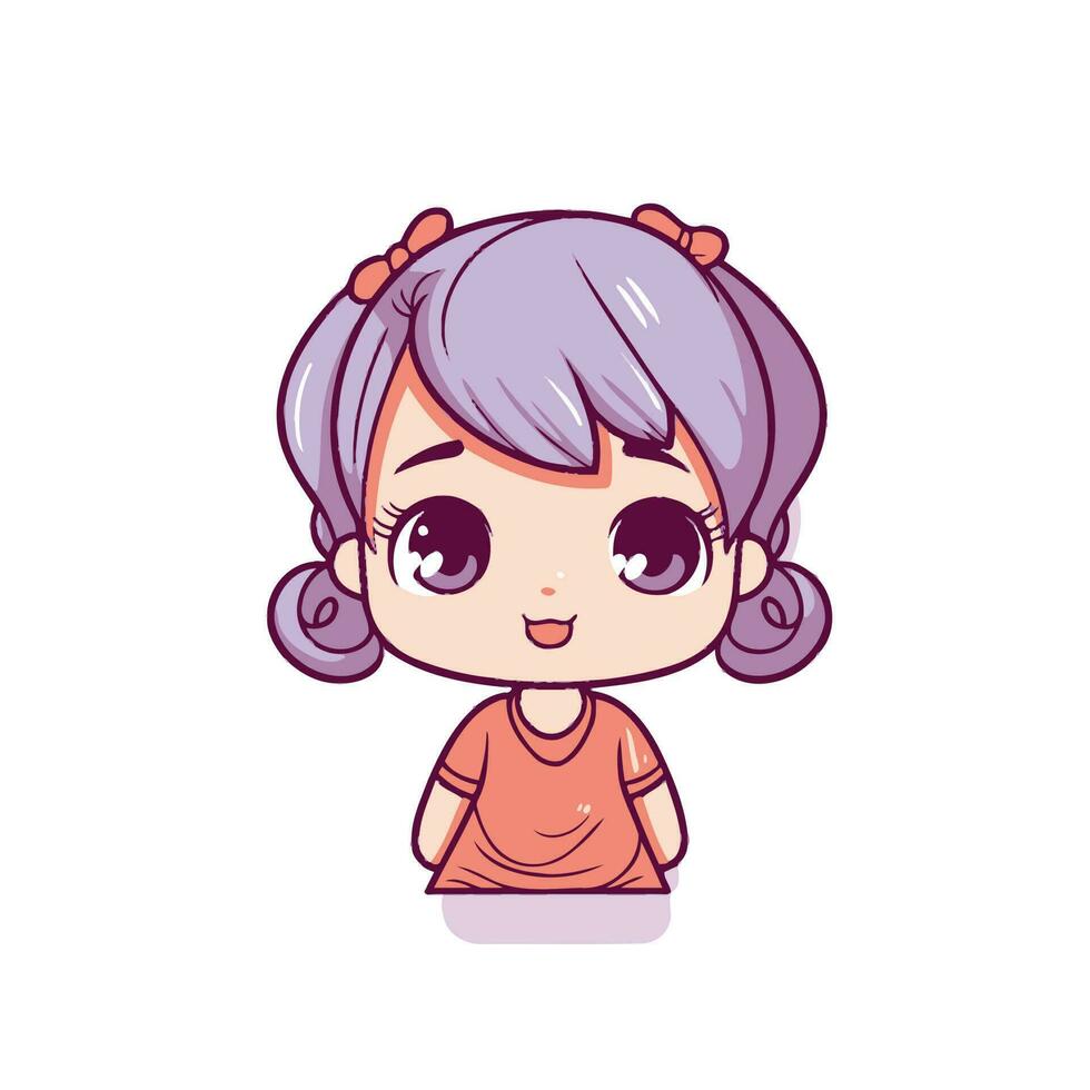 Cute kawaii girl chibi mascot vector cartoon style