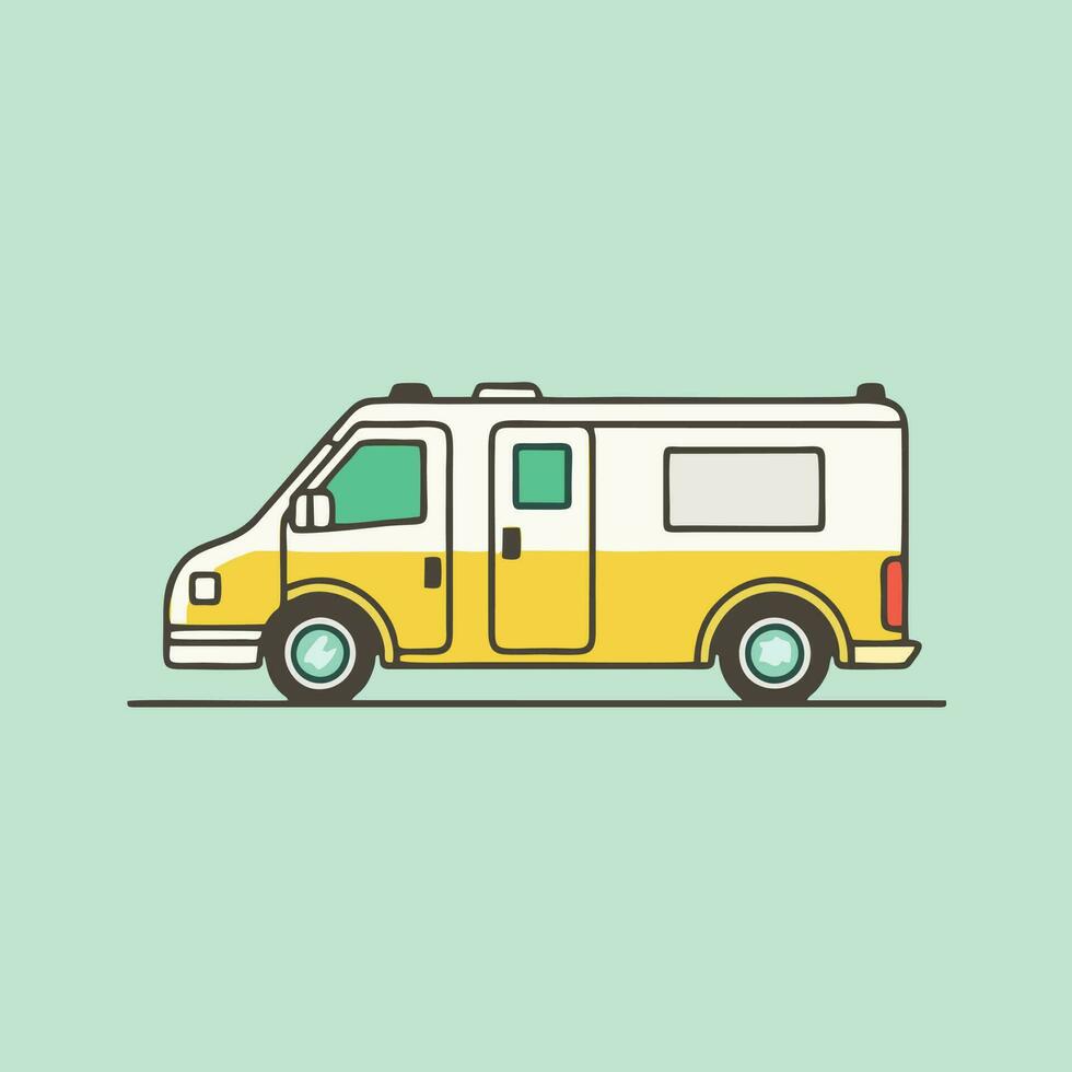 Ilustración de vector de vehículo médico de coche de ambulancia aislado sobre fondo blanco