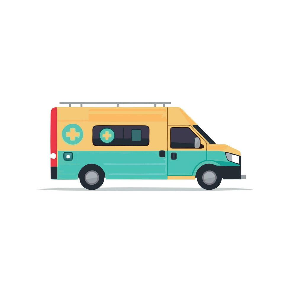 Ilustración de vector de vehículo médico de coche de ambulancia aislado sobre fondo blanco