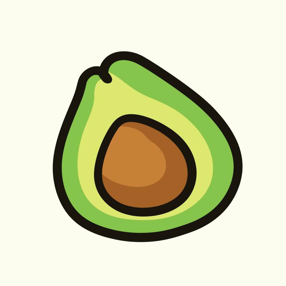 ilustración vectorial de aguacates. aguacate entero y cortado aislado sobre fondo blanco. vector