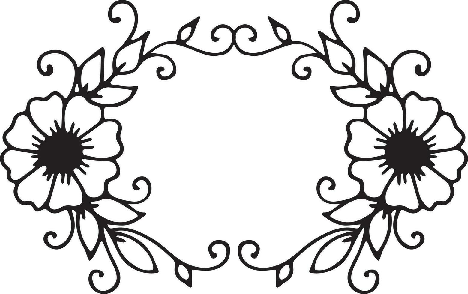 Floral Linear Frame vector