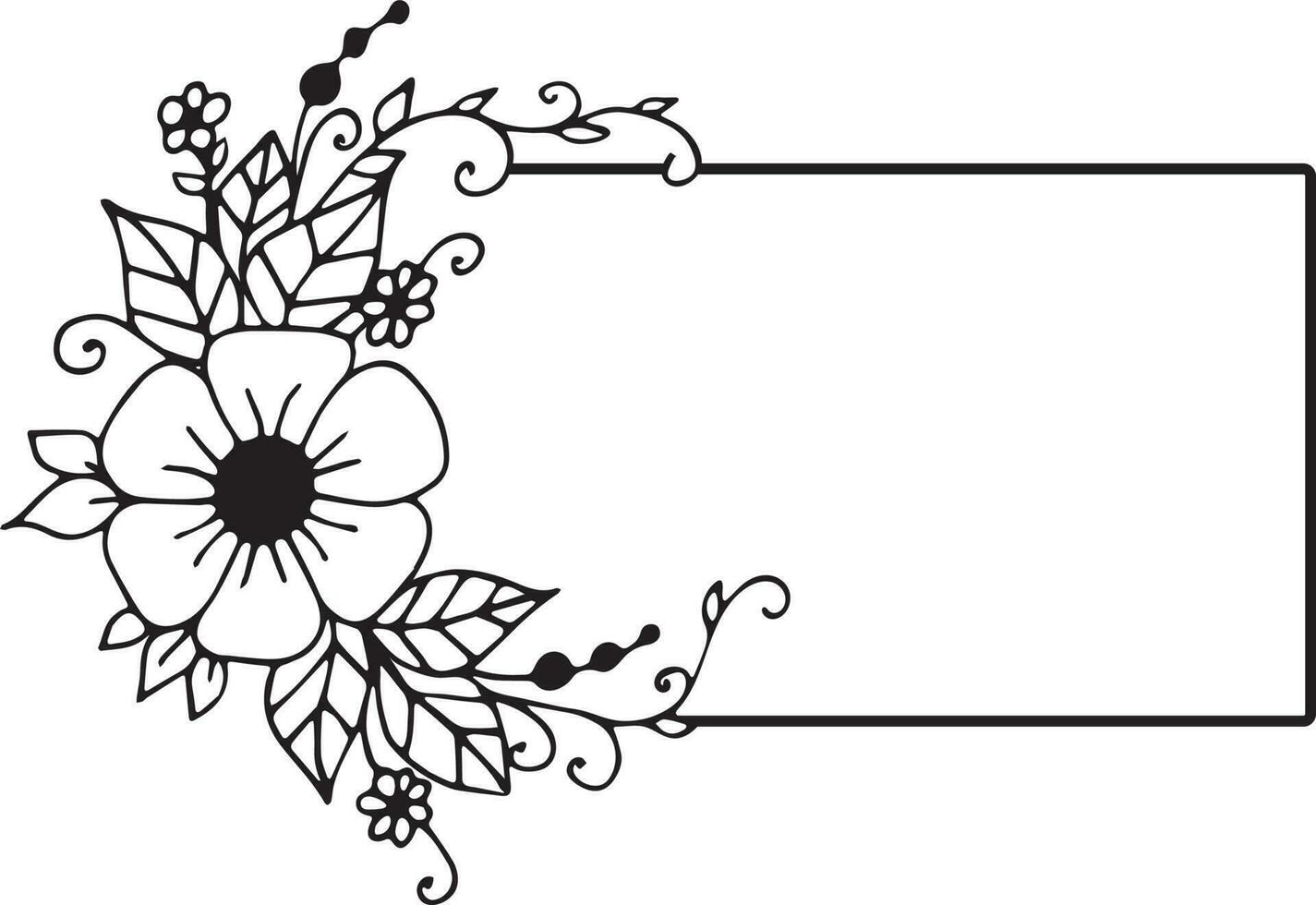 Floral Square Linear Frame vector