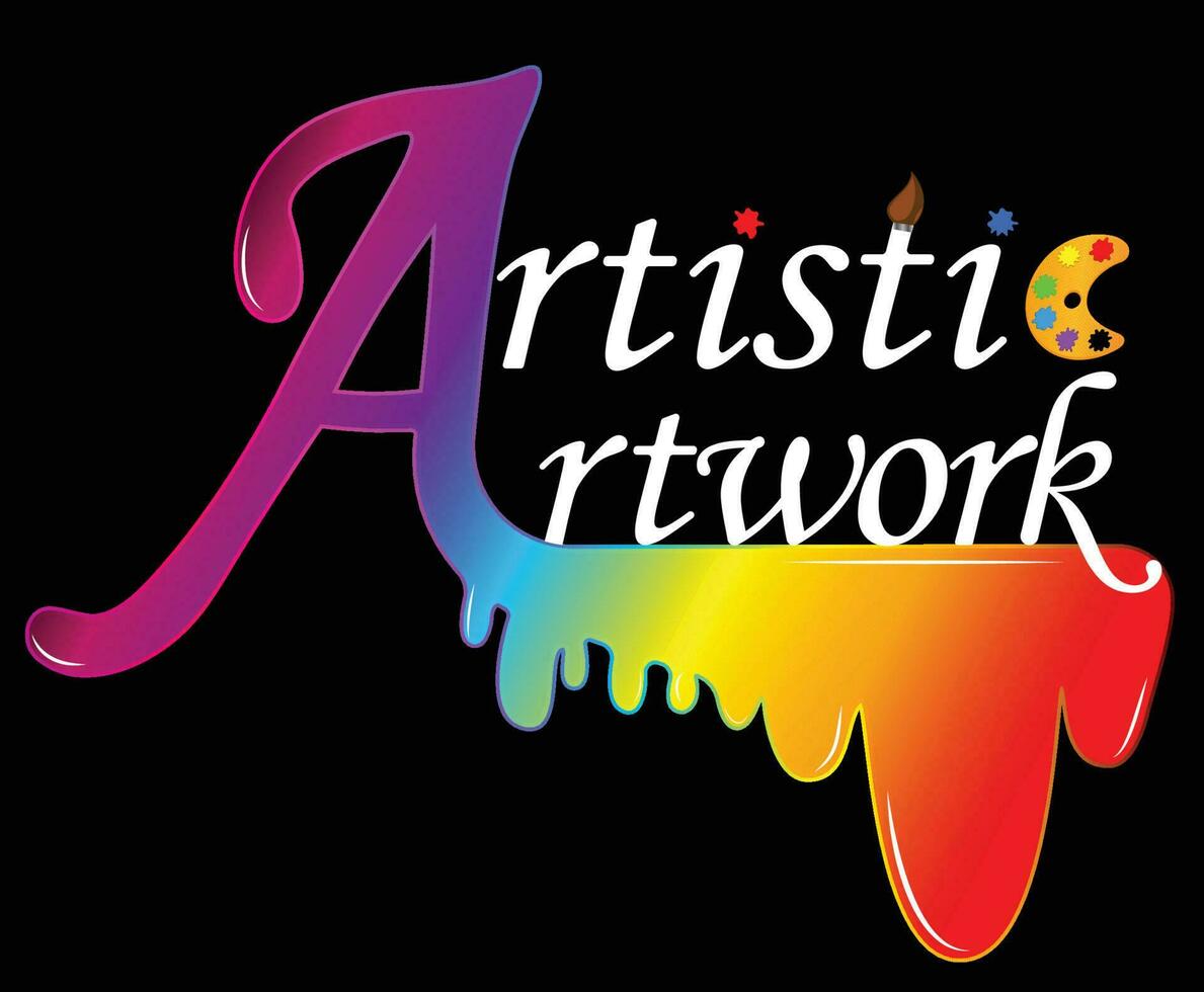 Artistic Artwork Typography With Colorful Dripping Paint Effect