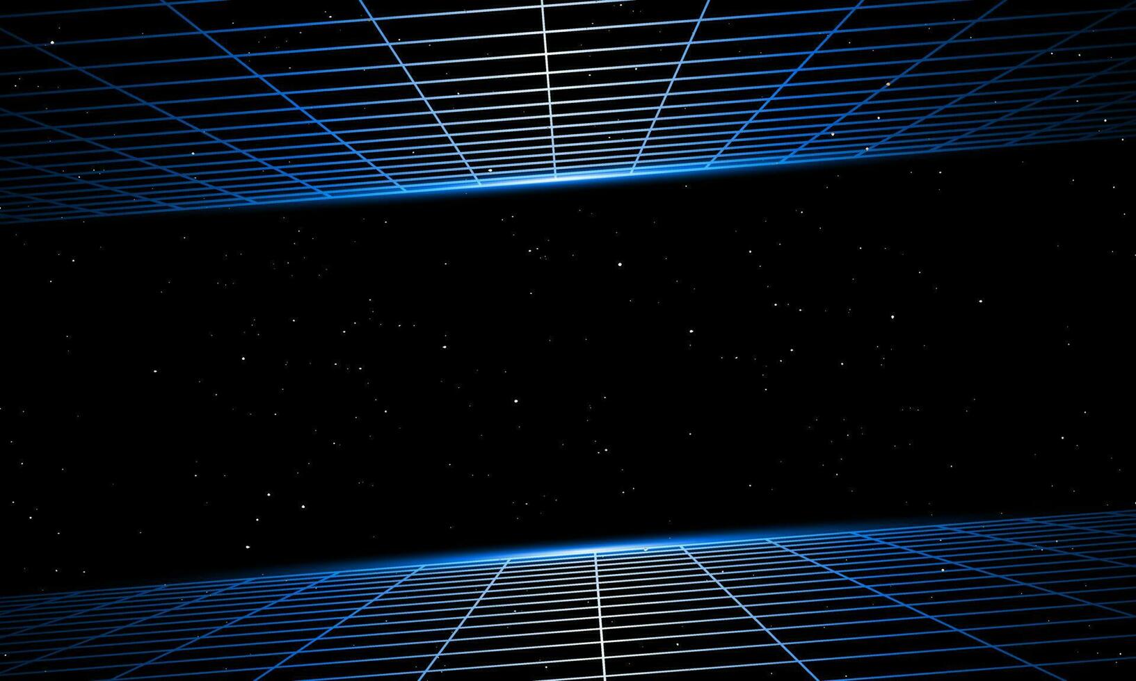 Retro Wave 3D Grid in space vector