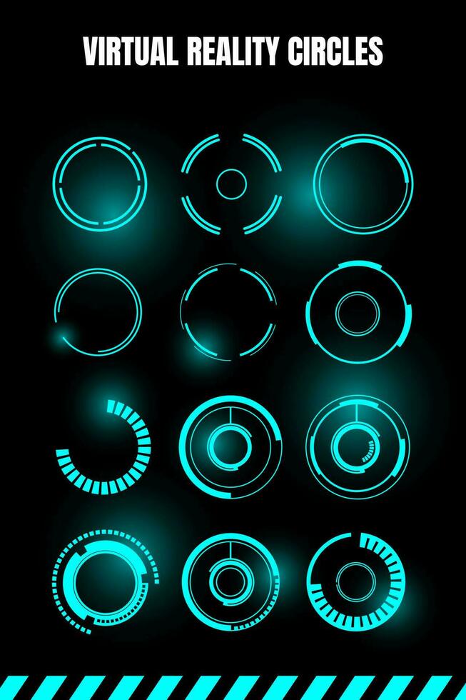 Sci-fi futuristic hud dashboard display virtual reality technology screen, target. Circles with navigation and progress bar. vector