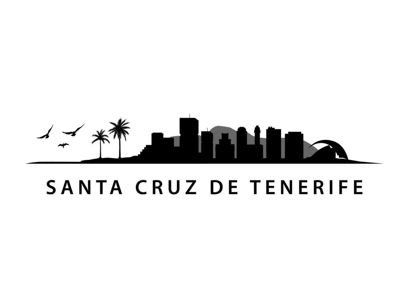 Santa Cruz De Tenerife Skyline. City on Tropical Spanish Island vector