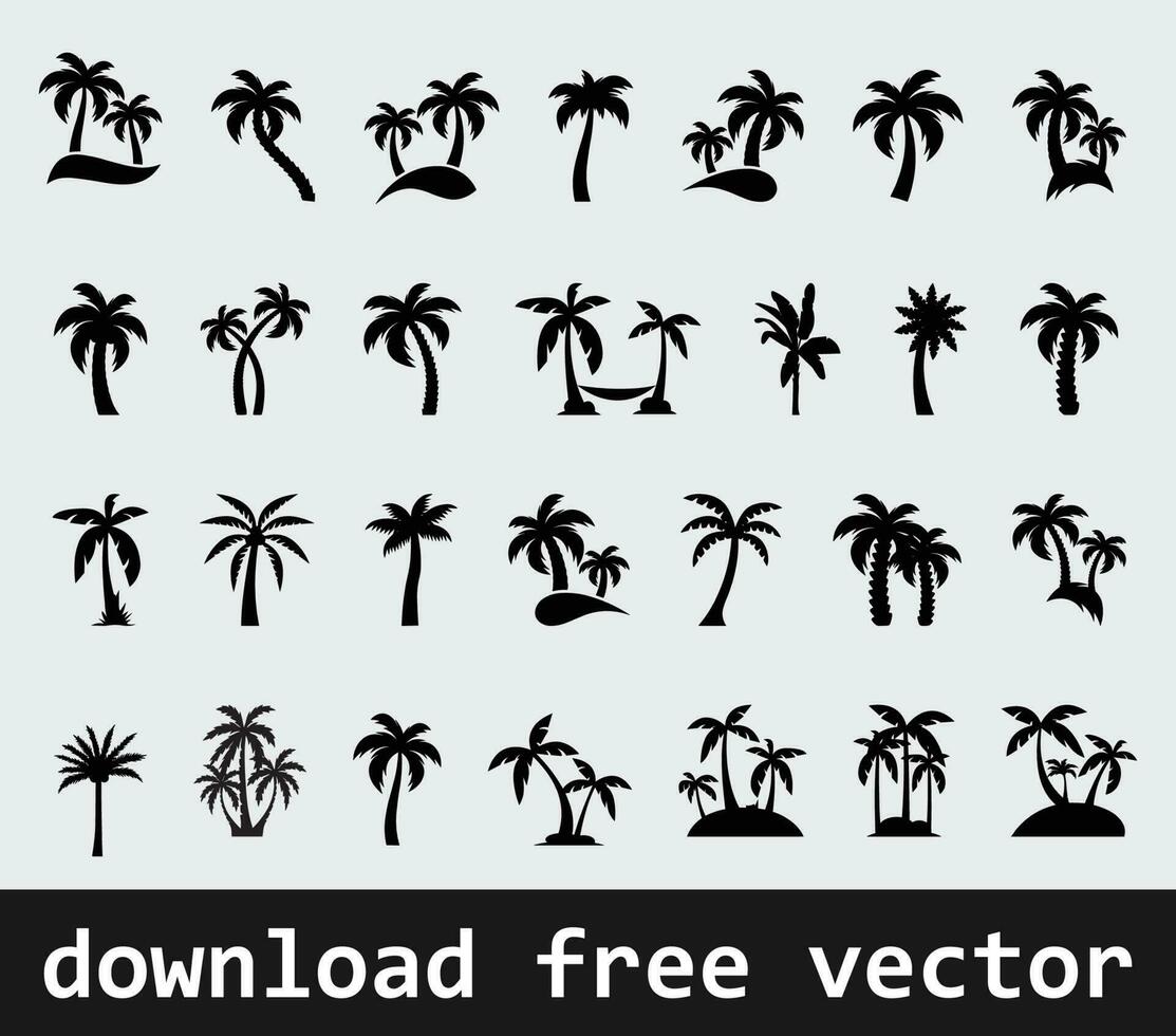 palm trees silhouette free vector