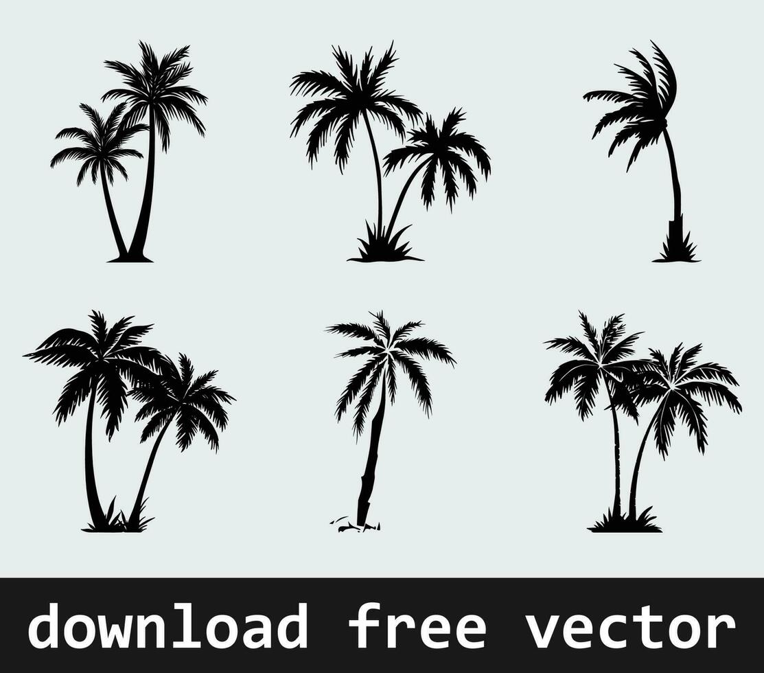 palm trees silhouette free vector