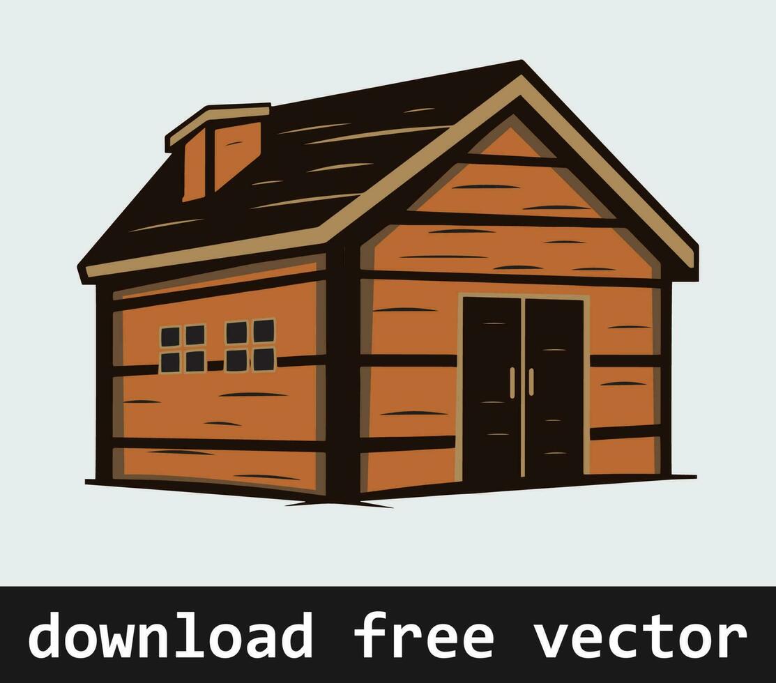 a cabin with chimney vector art free download
