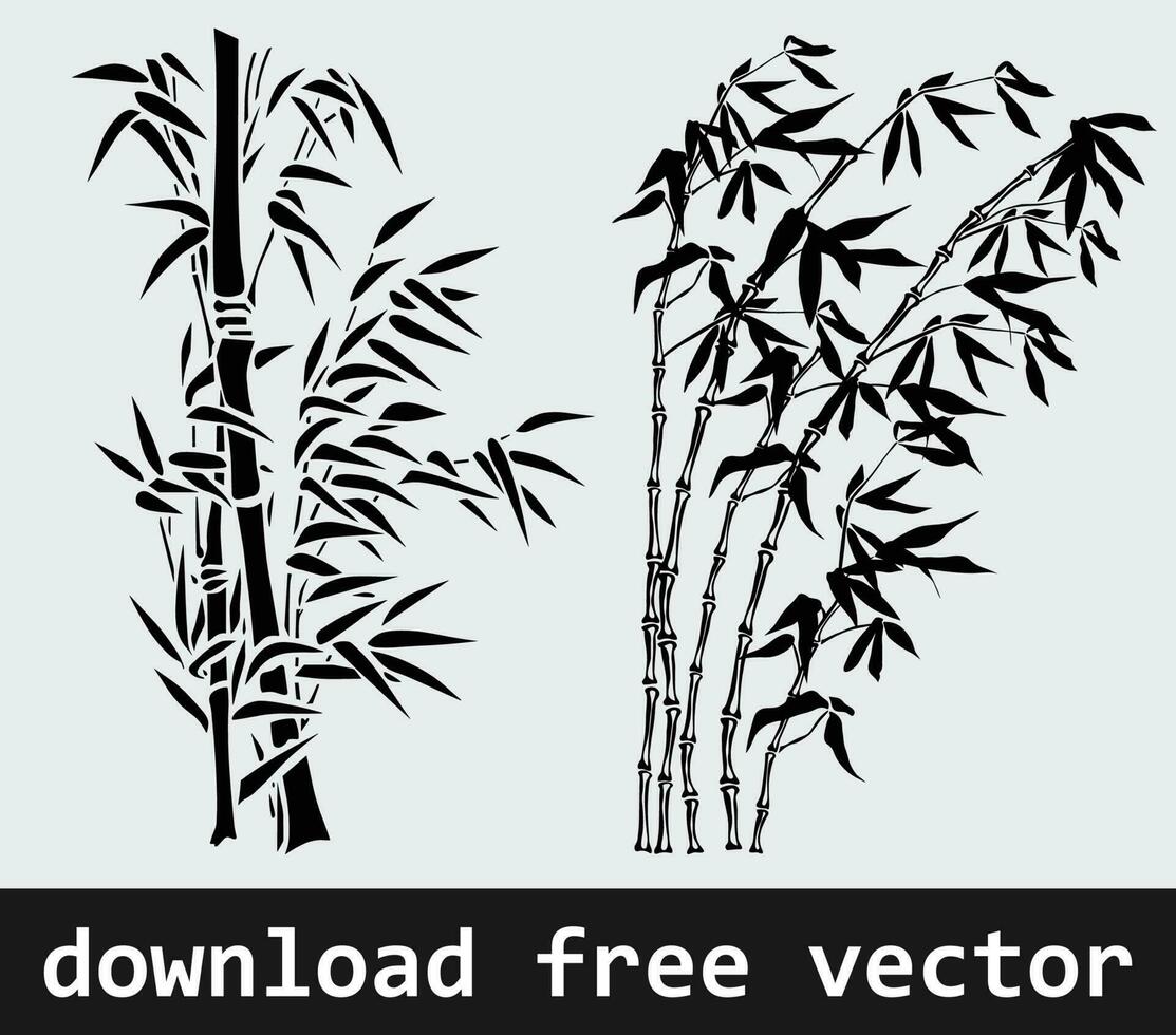 2 bamboo silhouette vector free