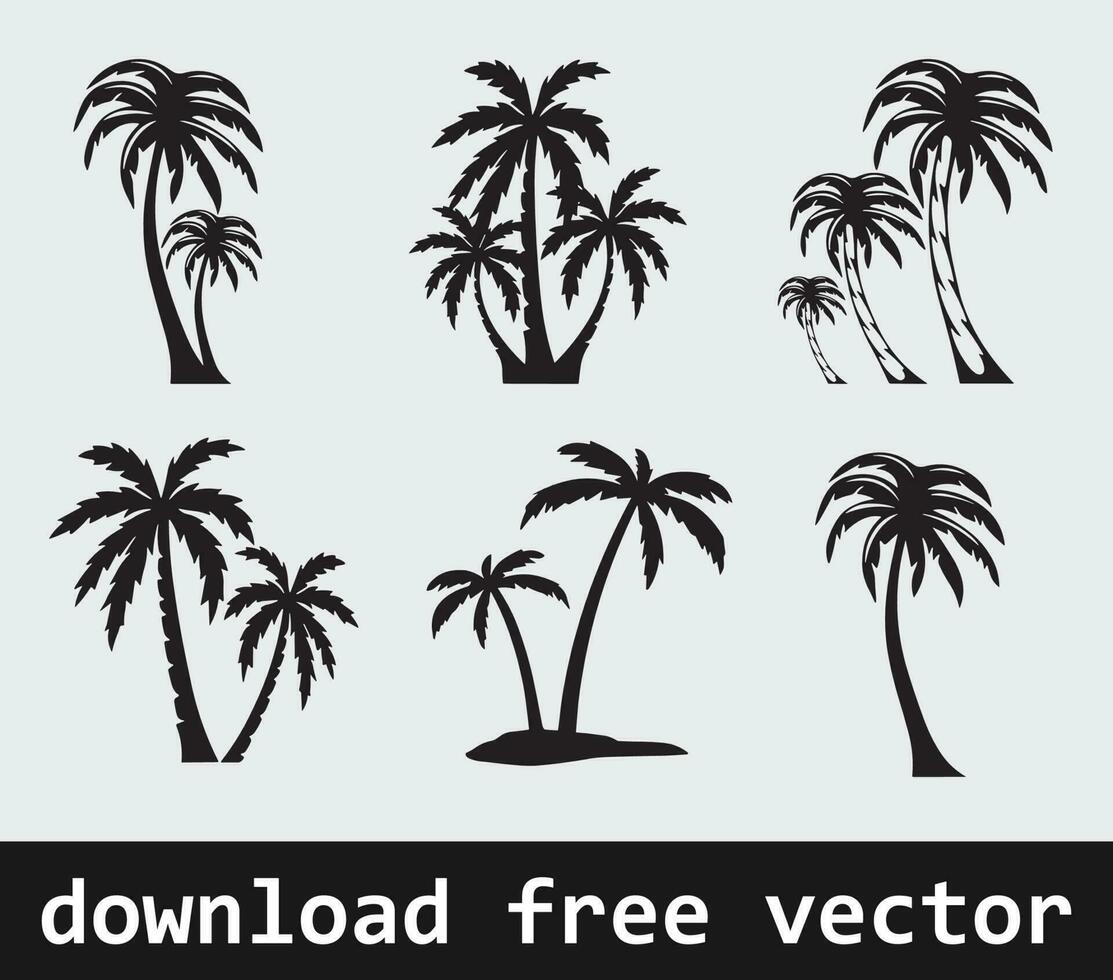 palm trees silhouette free vector