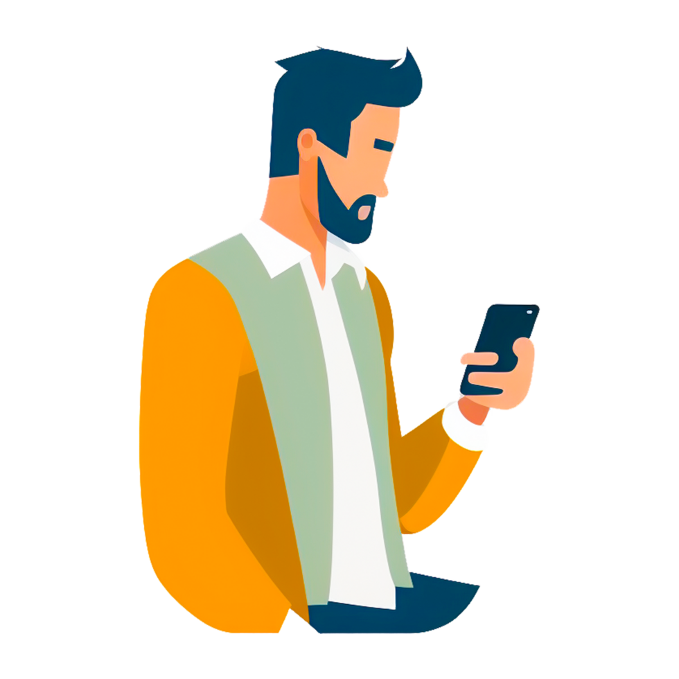 man holding phone png