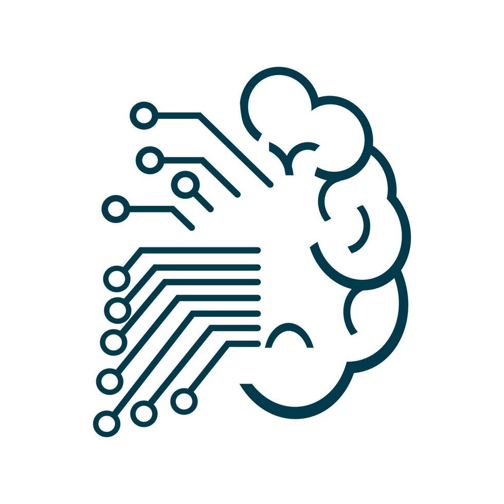 Artificial intelligent brain controling system of AI and chip technology sym for UI of wep, app, vector illustration