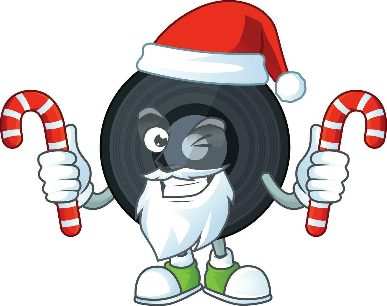 Cartoon character of music viynl disc vector