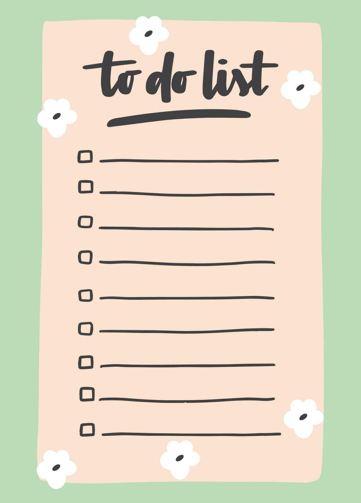 To do list template decorated by cute flower. Cute design of schedule