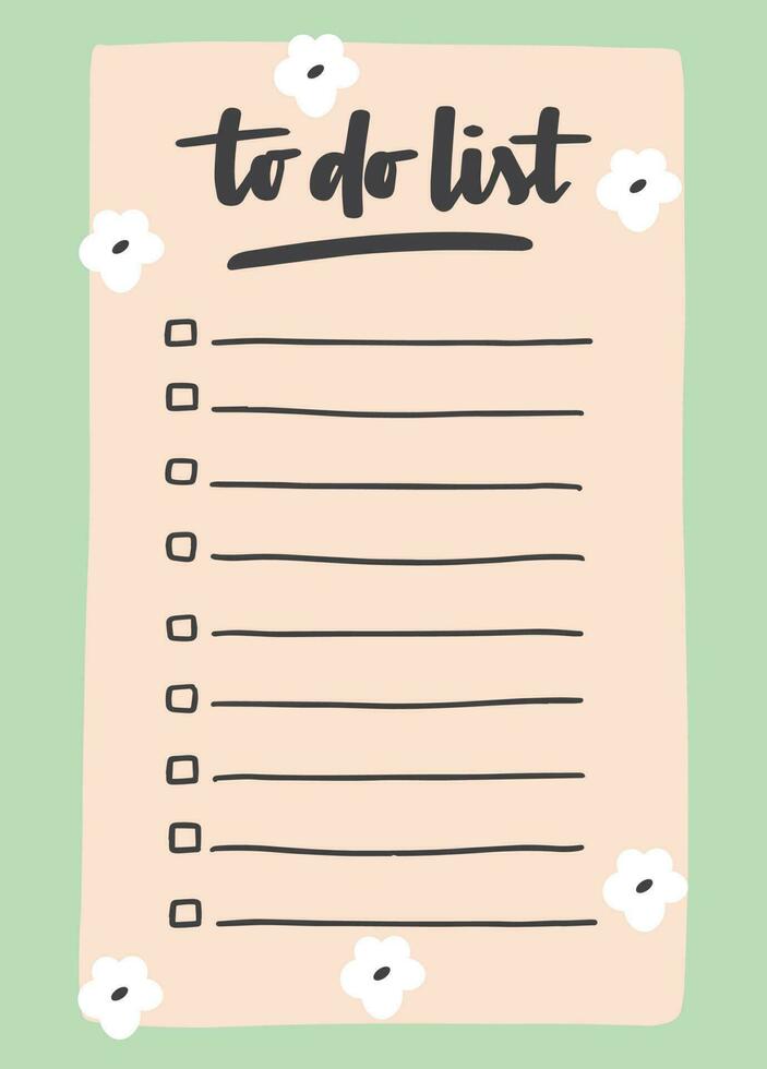 To do list template decorated by cute flower Cute design of schedule