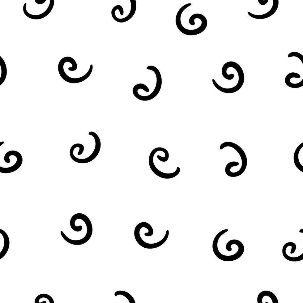 Hand drawn seamless curlicues pattern. Doodle decorative abstract background with shapes, squiggles, hooks, curlicues, commas vector