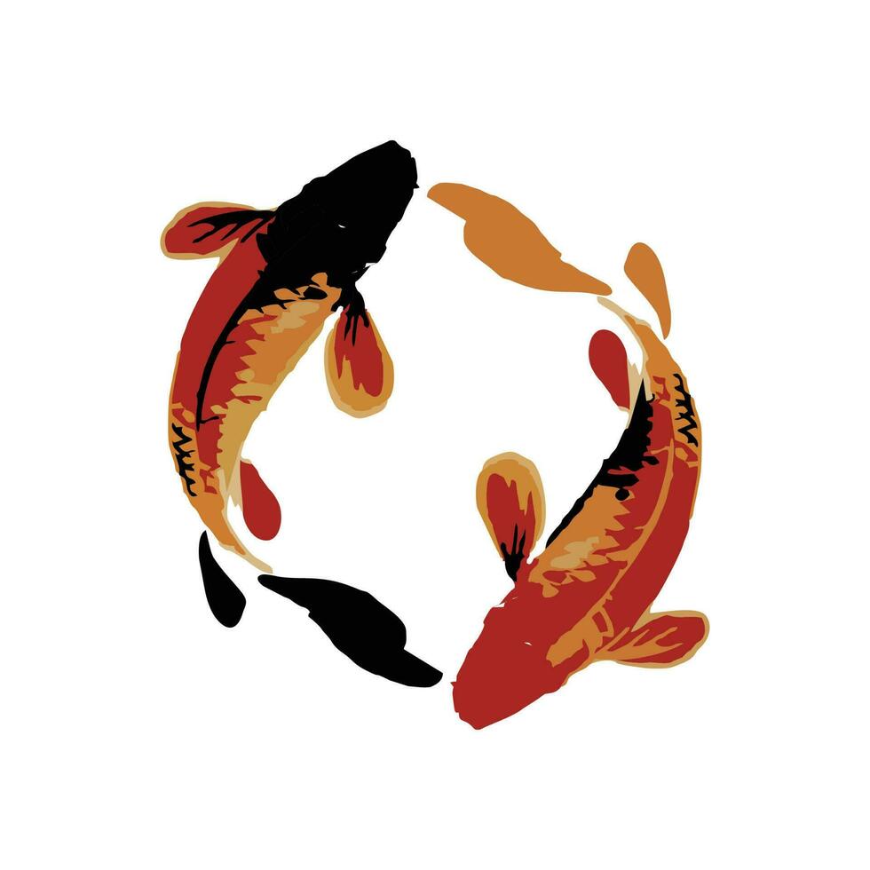 koi fish illustration in in art splash japan style art vector