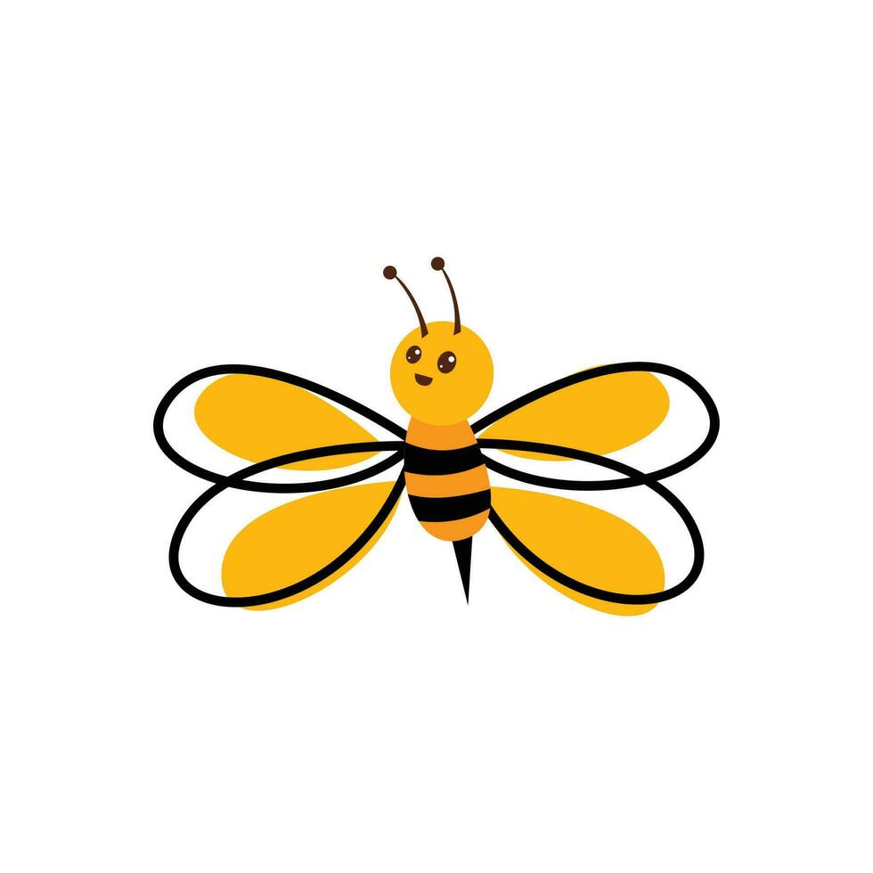 gracioso abeja estilo logo y vector icono
