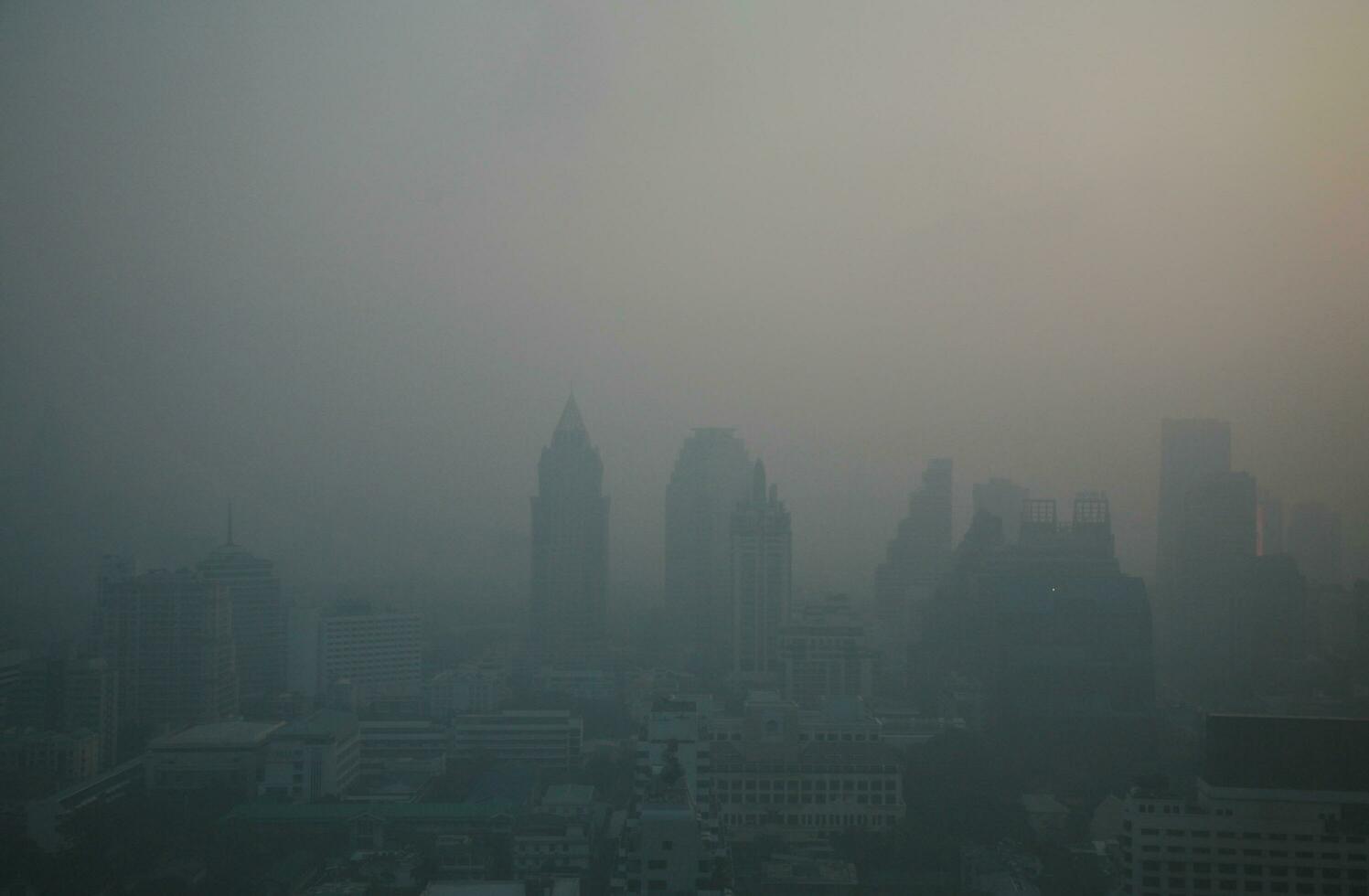 Silom,Bankok-Thailand-14Jan2019 Aeriel view air polluted high PM2.5 at central bangkok business area. 14Jan2019 photo