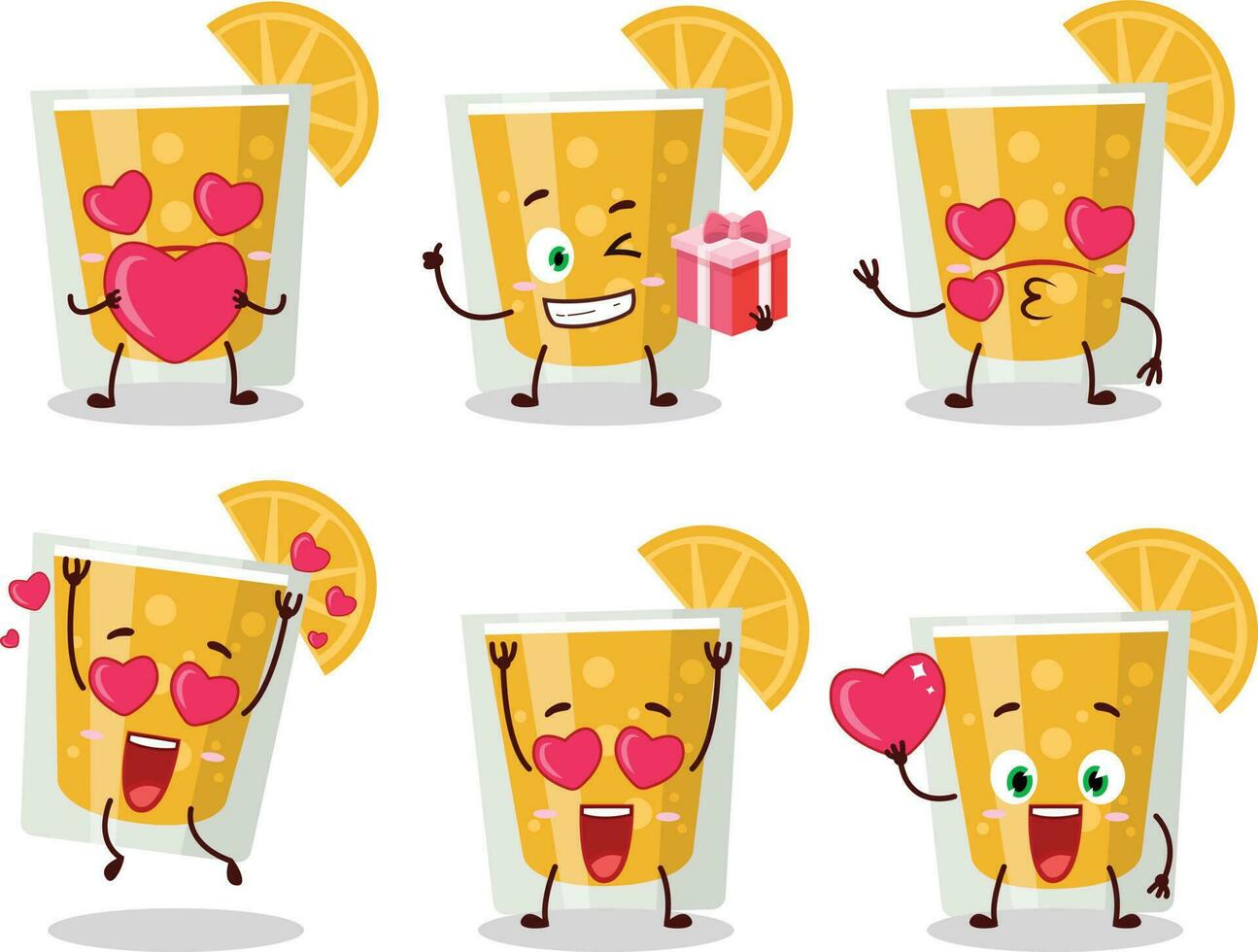 Orange juice cartoon character with love cute emoticon vector