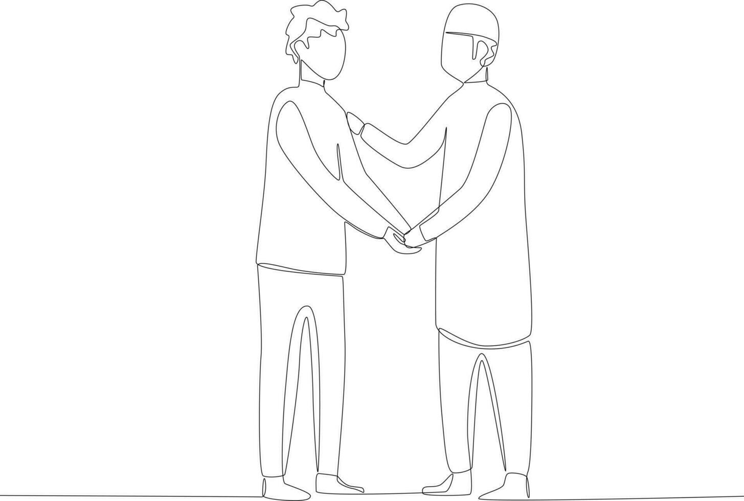 Two Muslims shaking hands vector